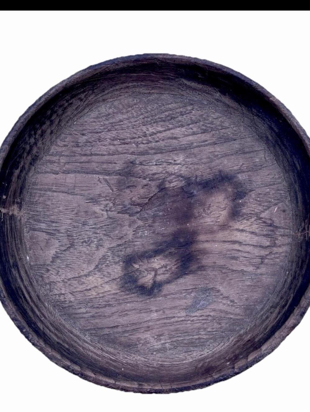 Handhewn Wooden Dough Parat Bowl 10" African Black Walnut Primitive Naive Rustic